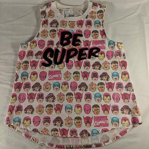 Disney Store Marvel Kids Be Super Girls Sparkly Tank Top Shirt Superheroes 11/12